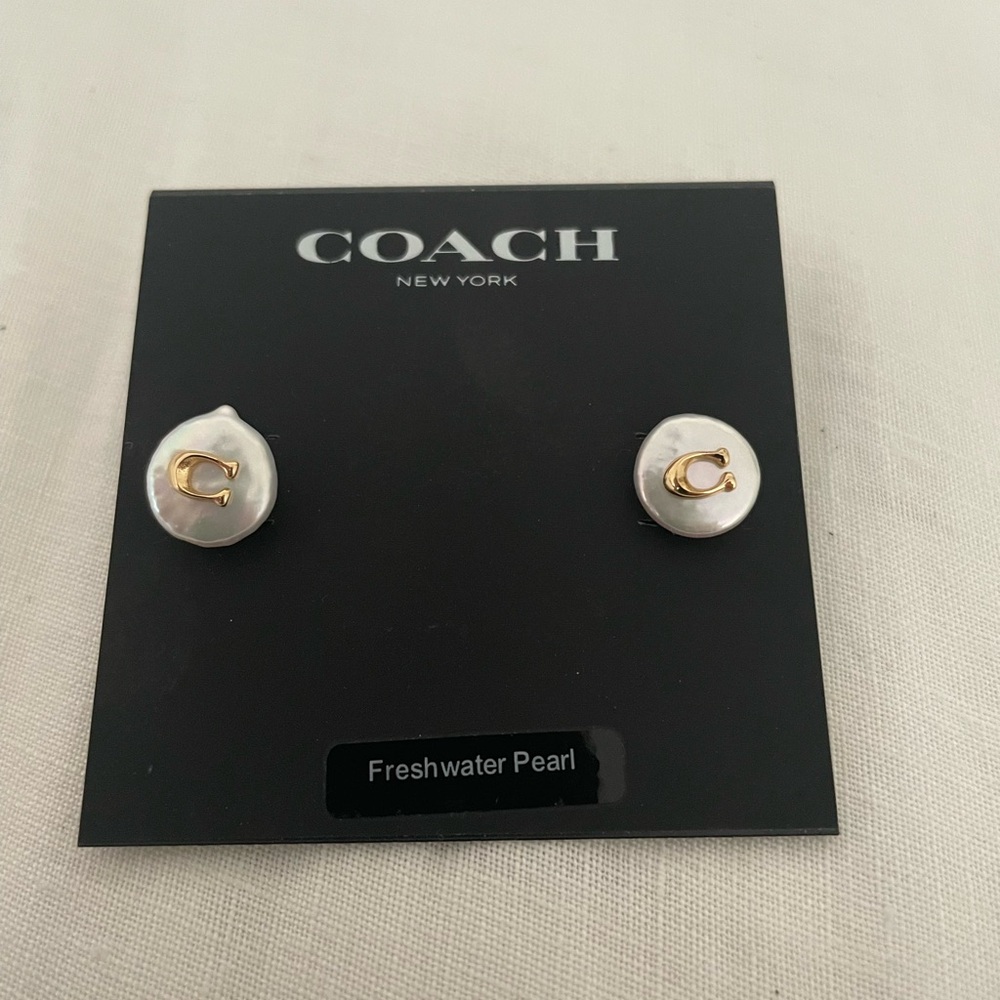 Coach freshwater pearl earrings
